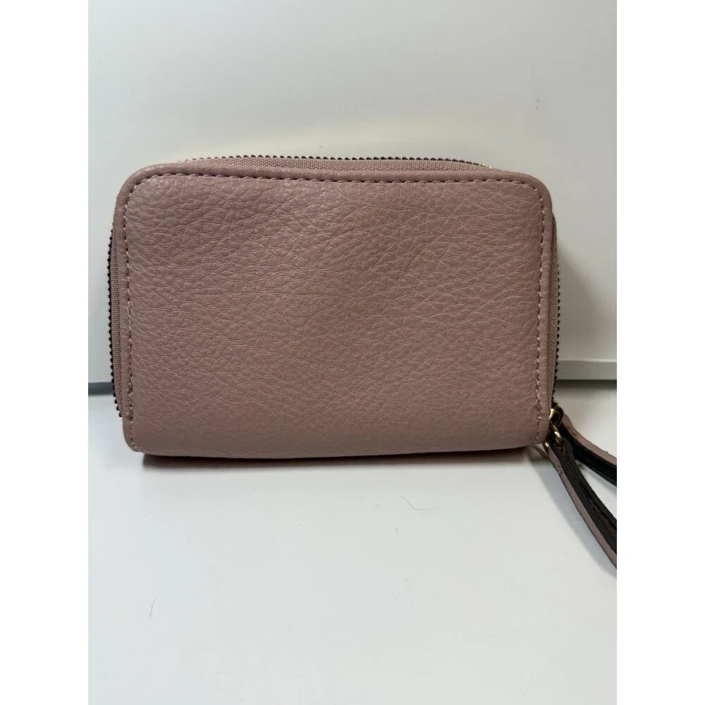 Juicy Couture Medium Double Zip Around Rhinestone Logo Wallet In Dusty Pink New